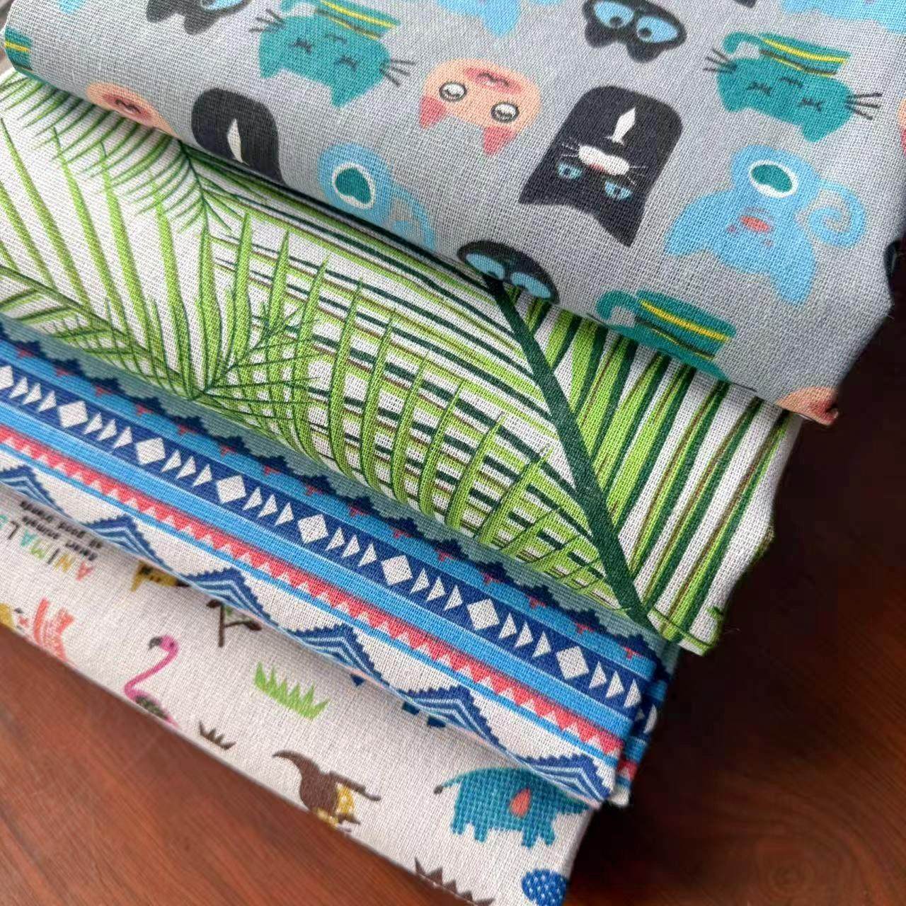 厂家直供亚麻面料麻布印花麻布布料坐垫布料工艺品布