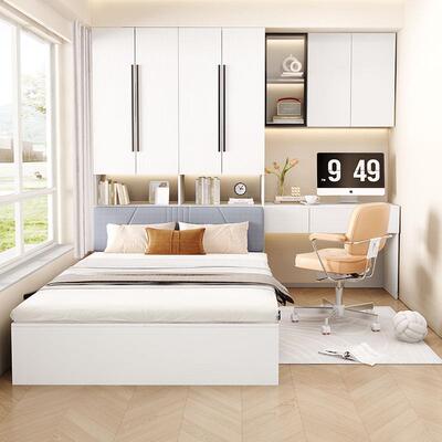 L7榻榻米床衣柜一体床小户型多功能储物床卧室带书桌组合实木儿童