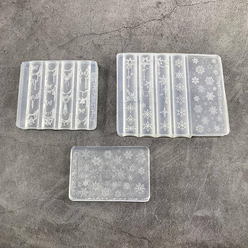 圣诞系列圣诞珠链雪花链条浮雕雪花美甲装饰硅胶模具指甲雕花工具