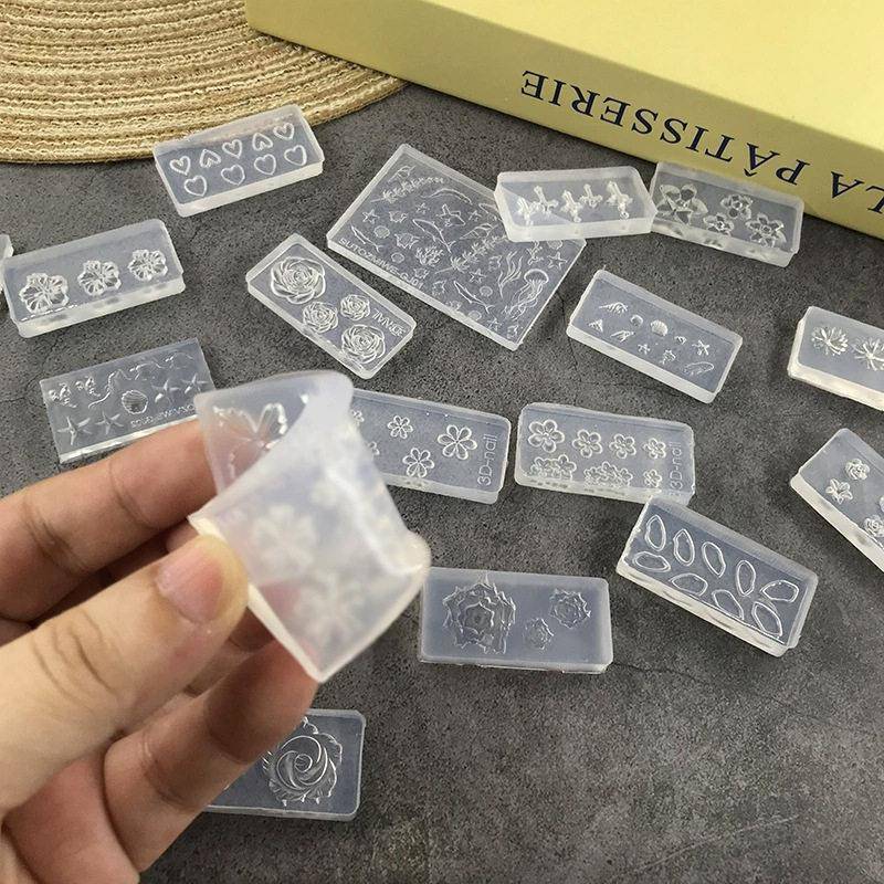 食品级硅胶透材质玫瑰花美甲模具海洋贝壳指甲磨具跨境货源