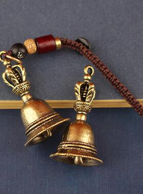 复古纯黄铜铃铛降魔铃法器铛汽车钥匙扣挂件配饰小吊坠降魔铃挂件
