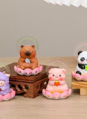 车载高级感女生车内摆件好运连连车内装饰卡通动物汽车摆件网红款