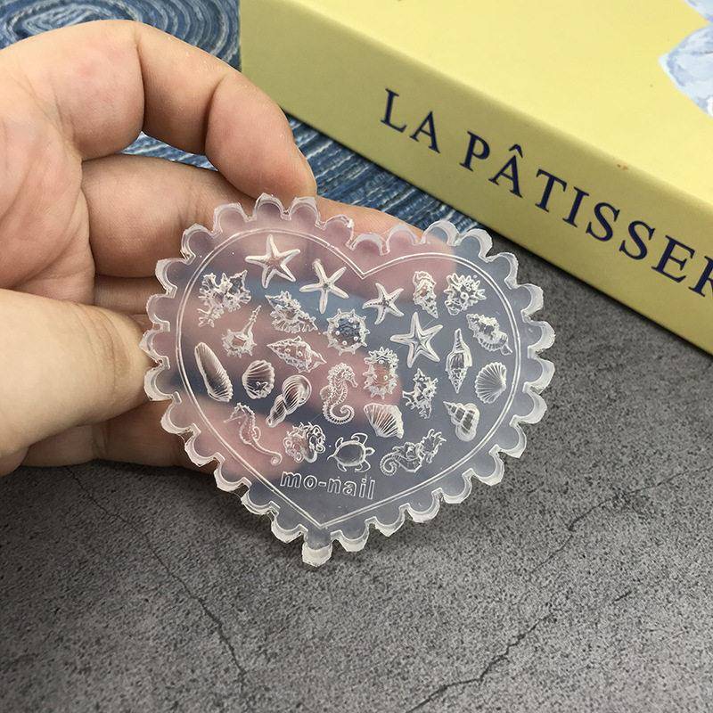 新款美甲硅胶模具卡通海洋海星贝壳立体雕花指甲磨具透不发白