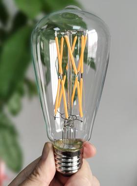 ST64灯丝灯泡12W爱迪生复古光源E27节能灯螺口4w玻璃装饰灯泡led