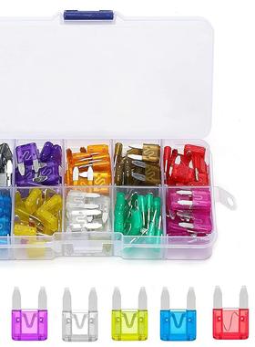 跨境热销货源120pcs汽车保险片+保险夹盒装铝插片式中/小号保险