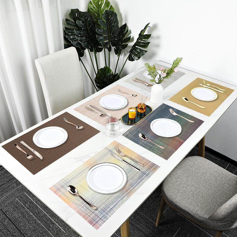 宁欣现代简约纯色编织餐垫PVC桌垫防滑隔热垫特斯林餐厅酒店餐垫
