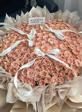 情人节鲜花卡布奇洛99朵玫瑰同城配送送女友生日花束速递同城巨型