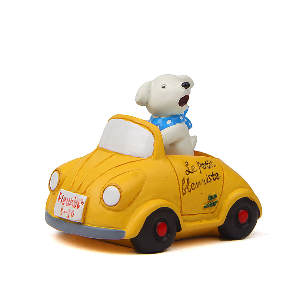 爆款日式杂货开黄色小车小狗园艺苔藓多肉清新花插道具 拍摄道具