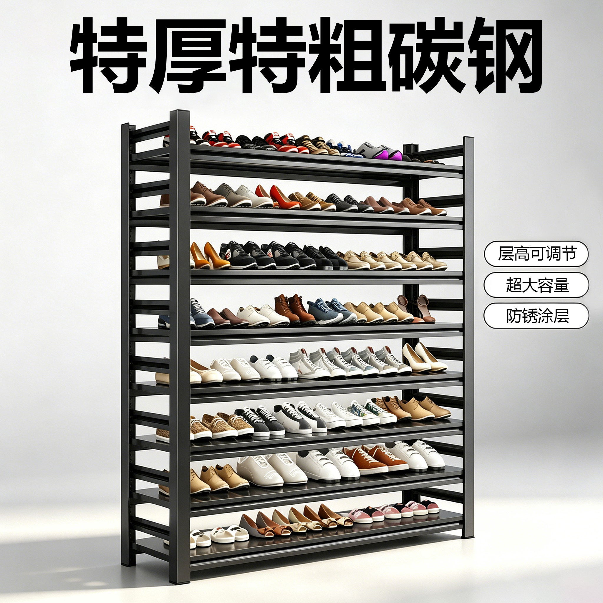 德国钢制鞋架多层家用置物架大容量收纳架玄关入户门靠墙落地鞋柜图片