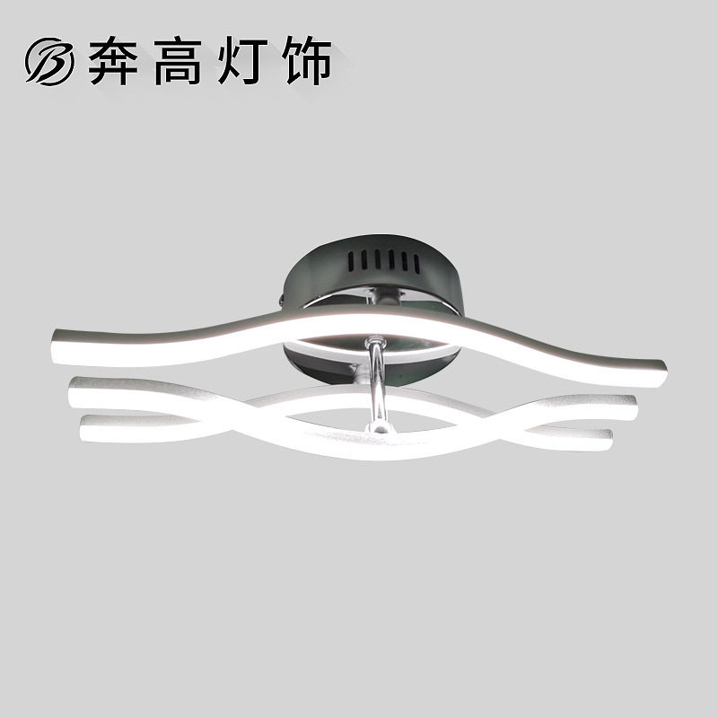 北欧简约条形LED卧室吸顶灯