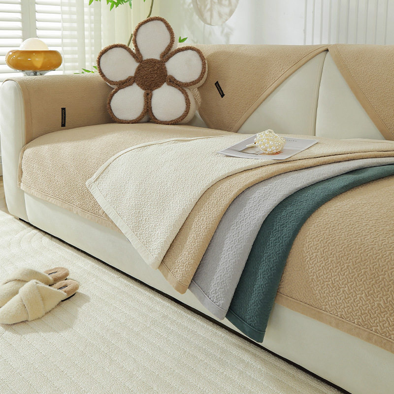 毛绒沙发垫四季通用新款防滑坐垫子现代加厚皮沙发套罩秋冬盖布巾