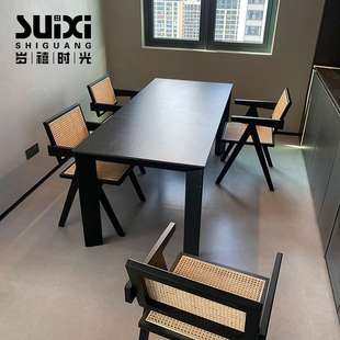 极简德利丰岩板餐桌椅组合长方形现代简约轻奢家用小户型饭桌 意式