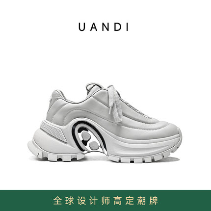 UandI厚底增高7CM老爹鞋女2025秋冬新款真皮时尚百搭运动休闲鞋