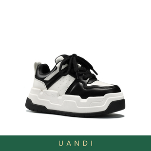 UanDi女鞋2025年秋冬新款运动休闲滑板鞋增高6CM厚底鞋子保暖百搭