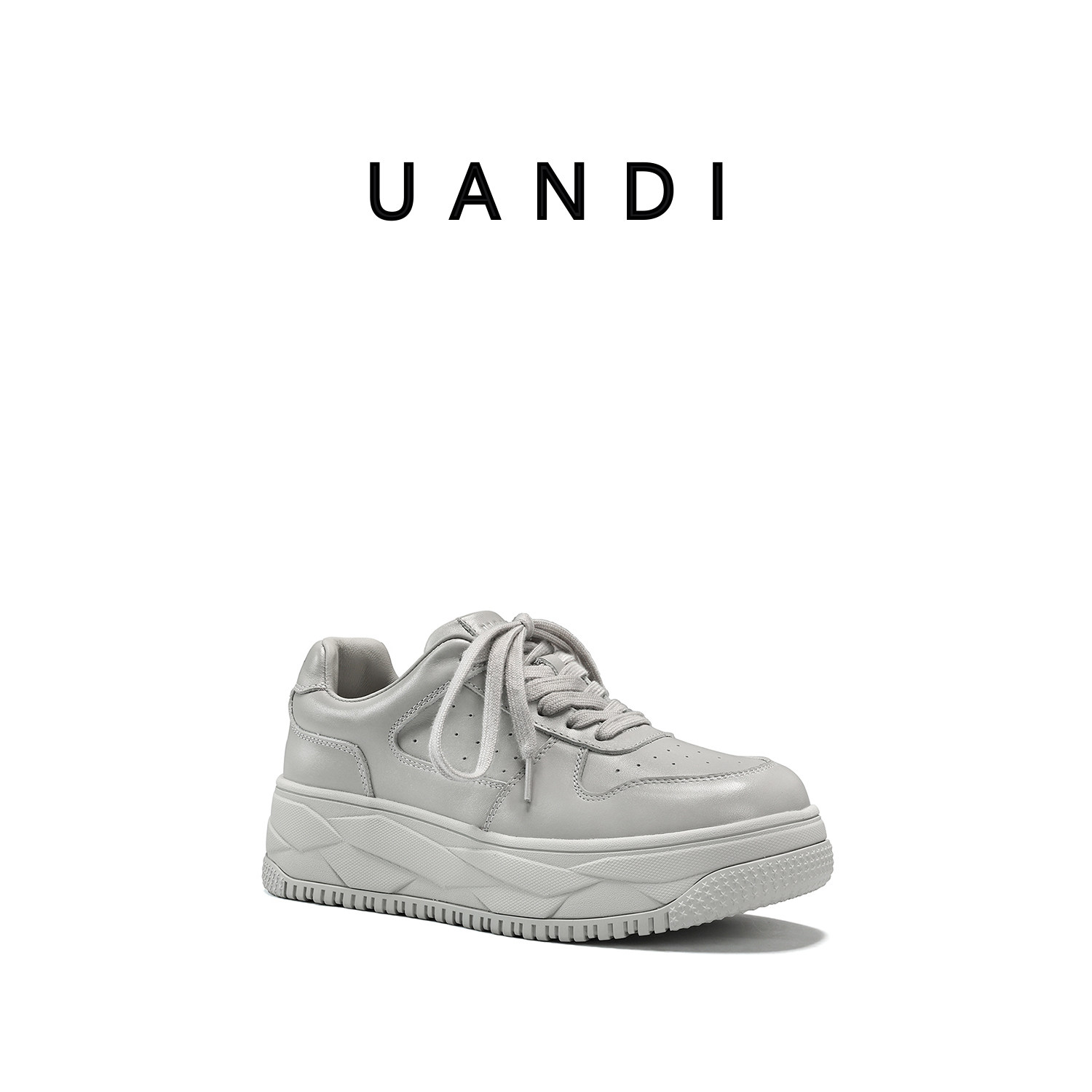 UandI万季女纯皮超轻增高板鞋