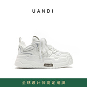男女情侣款 2025秋季 新款 UandI真皮小白鞋 百搭厚底运动休闲板鞋 子