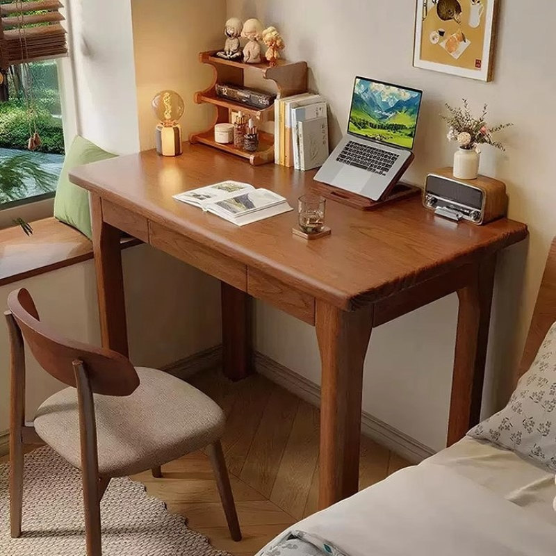 实木书桌学生家用卧室小户型电脑桌办公桌学习写字长条简易小桌子