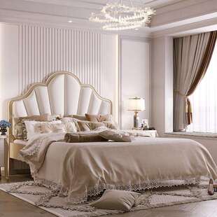 美式实木床1.8米主卧现代简约法式双人床轻奢公主床高箱储物婚床