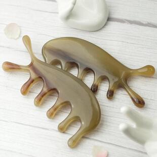 牛角梳子真品梳子便携头皮按摩梳面部穴位按摩头梳天然牛角小梳子