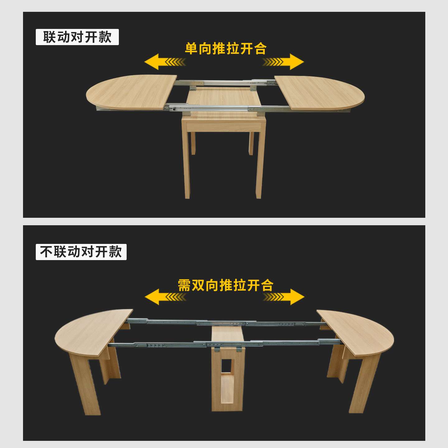 多功能伸缩餐桌滑轨五金餐台延长3米超长联动延展台面轨道配件