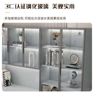 实木转角书桌书架组合o书柜一体桌轻奢办公电脑桌家用写字桌学习