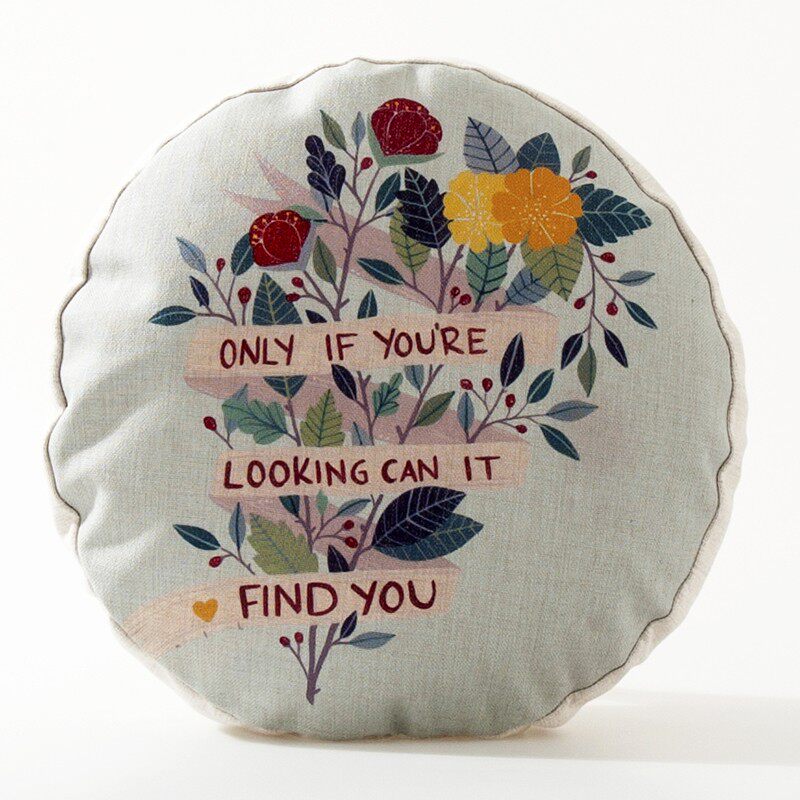 圆枕美式田园ins圆形棉麻蒲团坐垫沙发抱N枕靠垫汽车办公枕头靠背