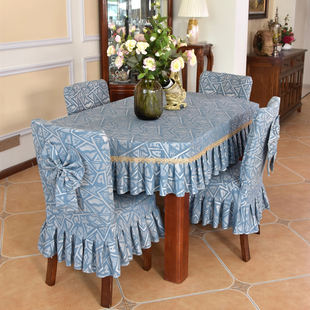 太空灰方桌布加厚布艺桌子套围边长方卓长条桌桌套几Y何茶几防尘