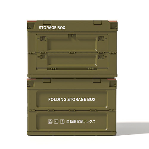户外露营收纳箱木盖木板折叠箱野营整理箱车载后备箱W大容量置物