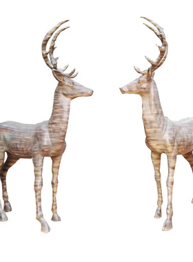 仿铜鹿雕塑摆件玻璃钢仿真动物z雕塑户外绿化园林景观装饰美陈摆