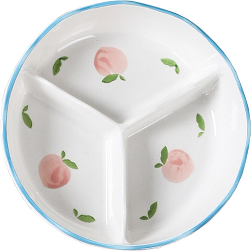 陶瓷分格饭盒带盖微波炉加热上班族保H鲜碗釉下彩餐具圆深盘便当,餐饮具,保鲜盒,淘宝优惠券,粉丝福利购,淘宝优惠卷