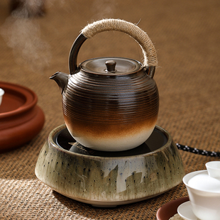 室内围炉煮茶家用电陶炉泡s茶炉提梁陶壶煮水壶明火烧水泡茶工夫