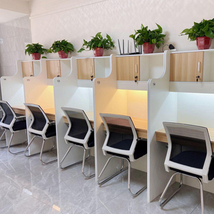 共享自习室学习桌沉浸式自习桌封闭隔断J桌子考研培训桌培训班卡