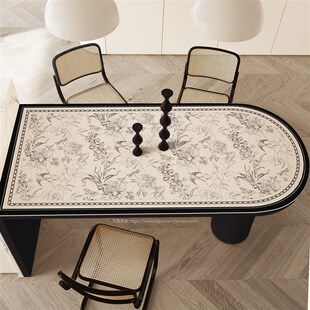 时影之栖弧形半圆岛o台餐桌垫防水防油椭圆形桌布可擦洗半圆桌垫