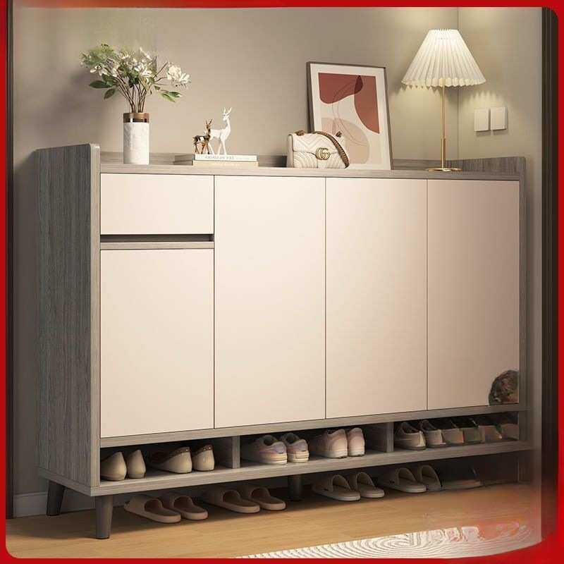 全品屋实木门口鞋柜家用入户室内玄关柜楼道收纳柜一体靠墙鞋架