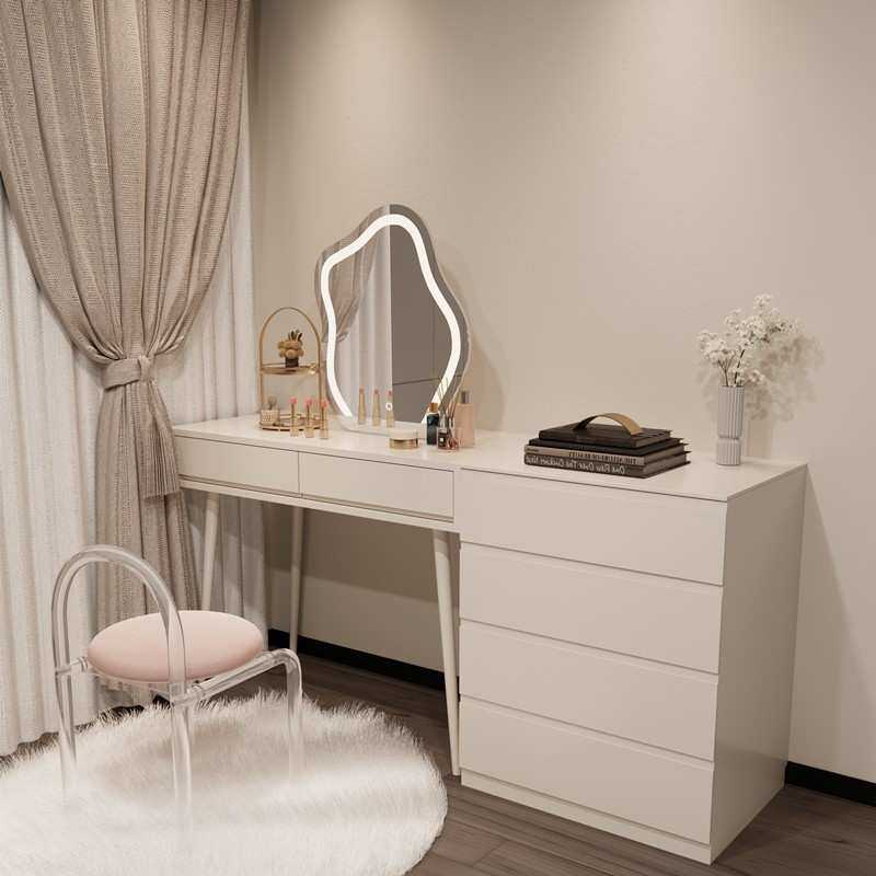 实木烤漆梳妆台轻奢现代简约卧室化妆桌网红斗柜书桌化妆台一体