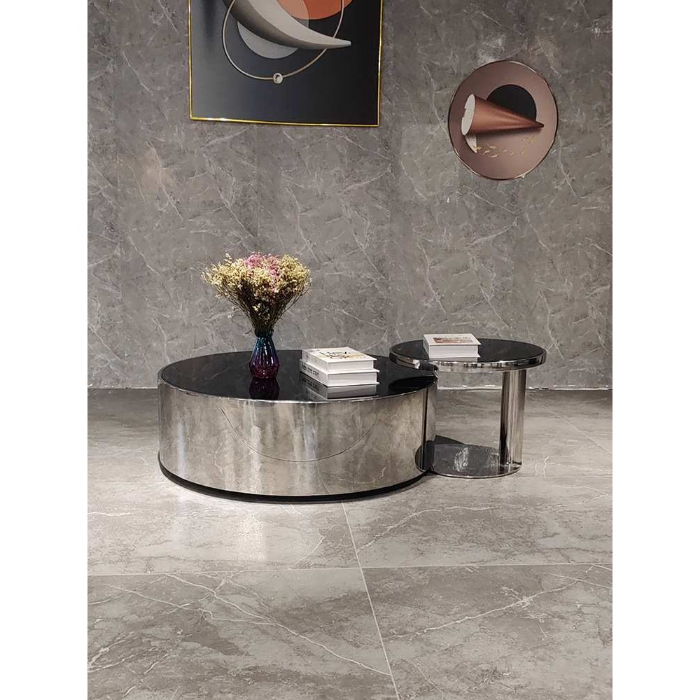 意式轻奢镜面茶几不锈钢小户型钢化玻璃圆形组合设计感客厅家用,机械设备,其他机械设备,淘宝优惠券,粉丝福利购,淘宝优惠卷