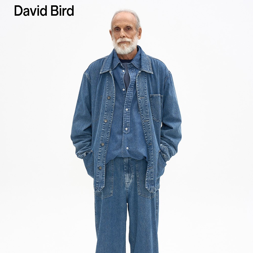 David Bird 达维鸟2025新款男潮流复古洗水多口袋装饰牛仔外套