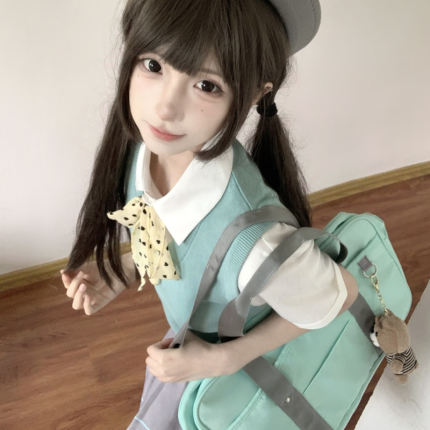 7号铃/七号线原创春夏日系jk制服小清新收腰衬衫背心百搭女套装