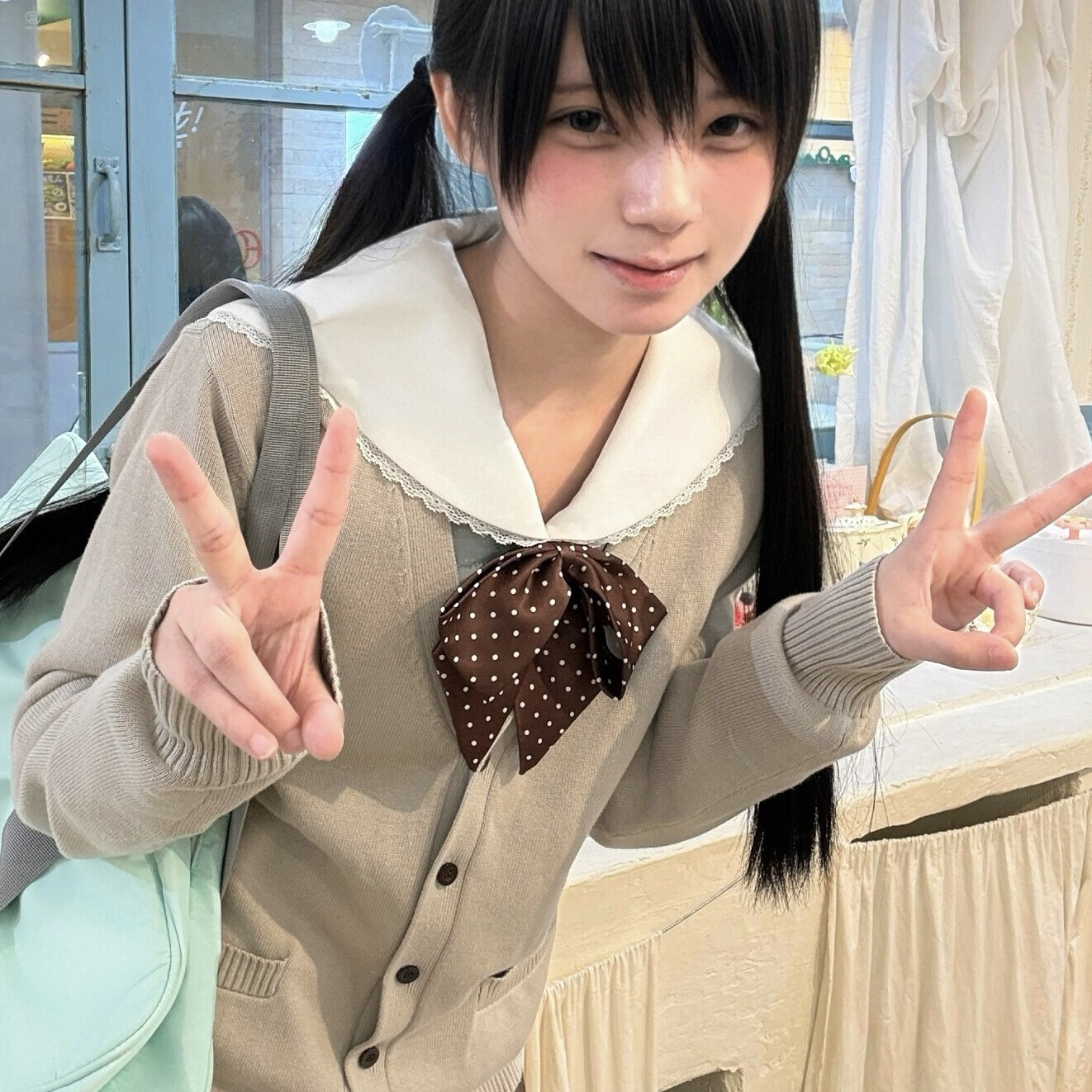 七奥巧薄荷可爱校供蕾丝领水手服