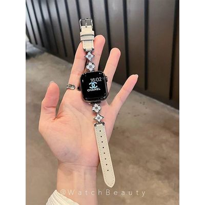 适用苹果S10iWatch3456表带金感鎏金轻奢潮流AppleWatch789腕带