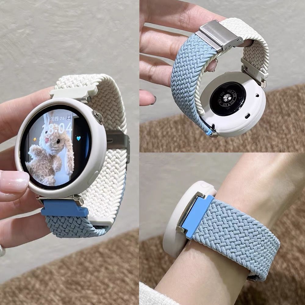 适用华为gt5带壳表带gt4尼龙编织gt3/2卡扣watch4Pro弹力荣耀2e