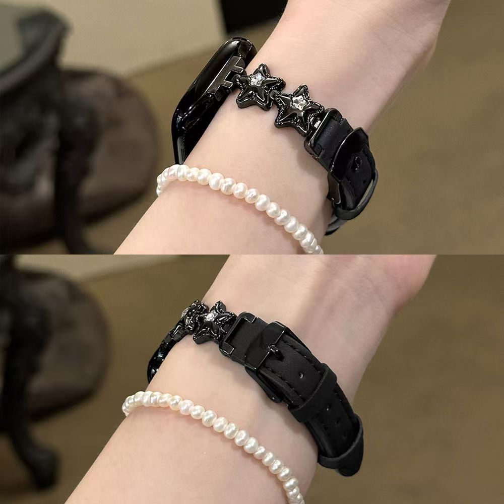 适用苹果手表S10表带彩钻气球星星金属拼皮iwatch小蛮腰链条S9女8