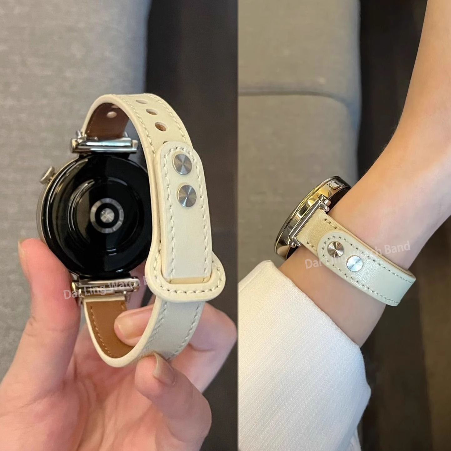 适用高级感钉扣vivo watch5/3/2/GT手表表带真皮质iQOO男女新款夏