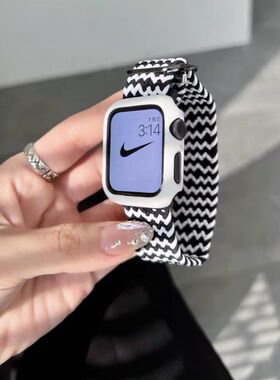 适用苹果AppleWatchS109代Ultra2弹力iWatch876543尼龙编织手表带