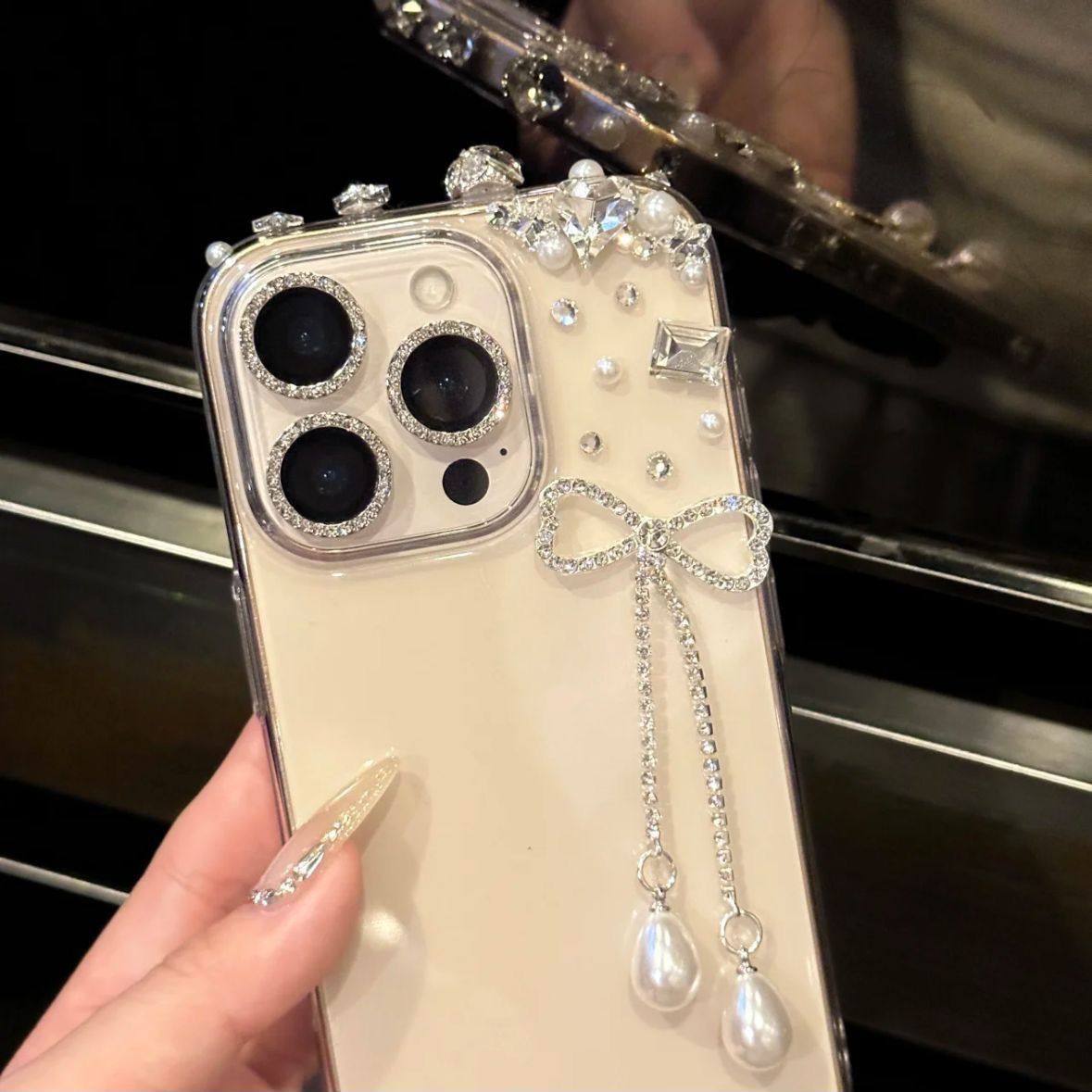 名媛水钻蝴蝶结吊坠华为P70手机壳P80高级mate60全包nova14/13软,个性定制/设计服务/DIY,手机壳/保护套定制,淘宝优惠券,粉丝福利购,淘宝优惠卷