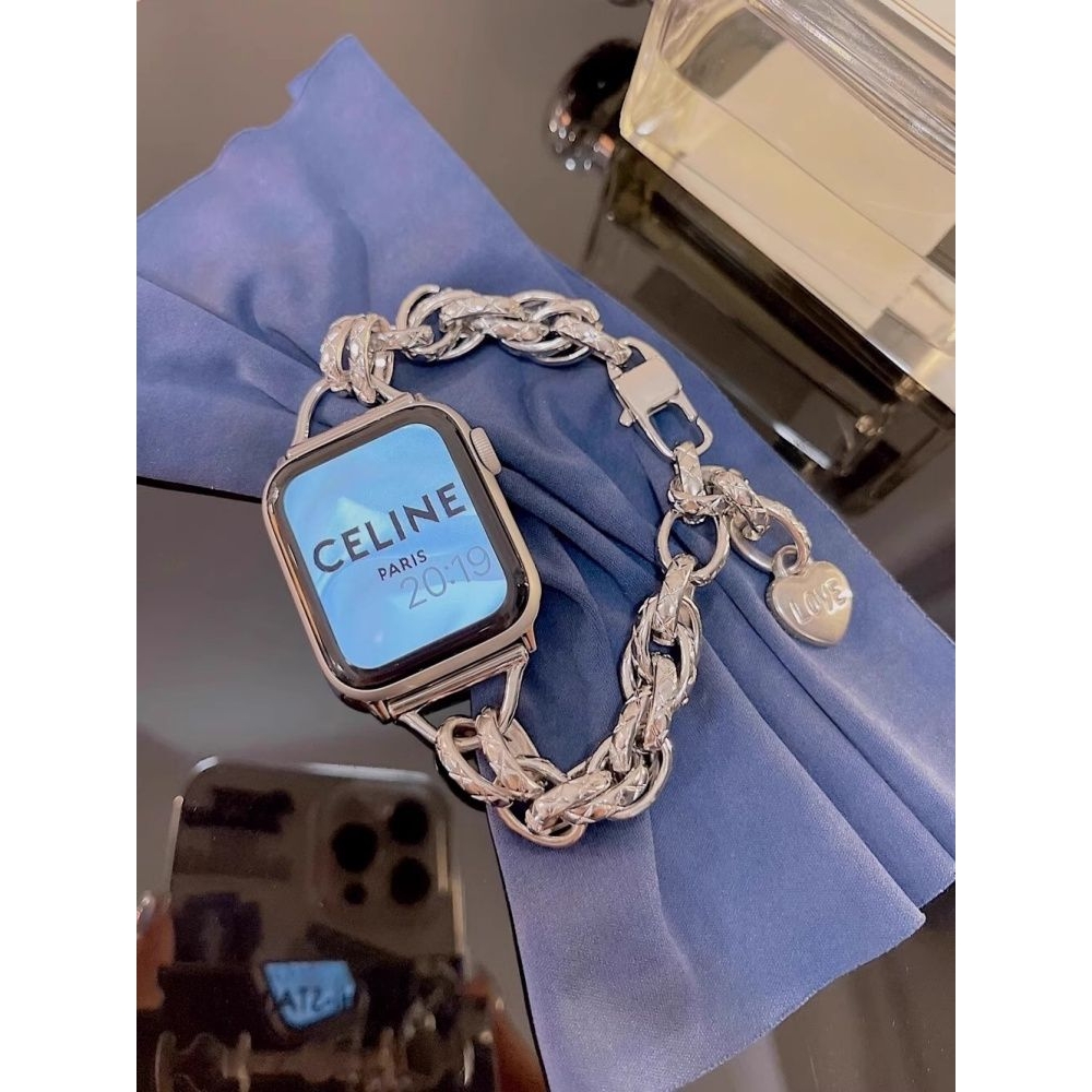 清仓适用iwatchs11/s10金属爱心链表带小米手环98Pro华为fit4