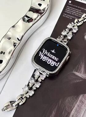 GetyrBD带钻蝴蝶结链表带Apple Watch金属适用苹果表带78910