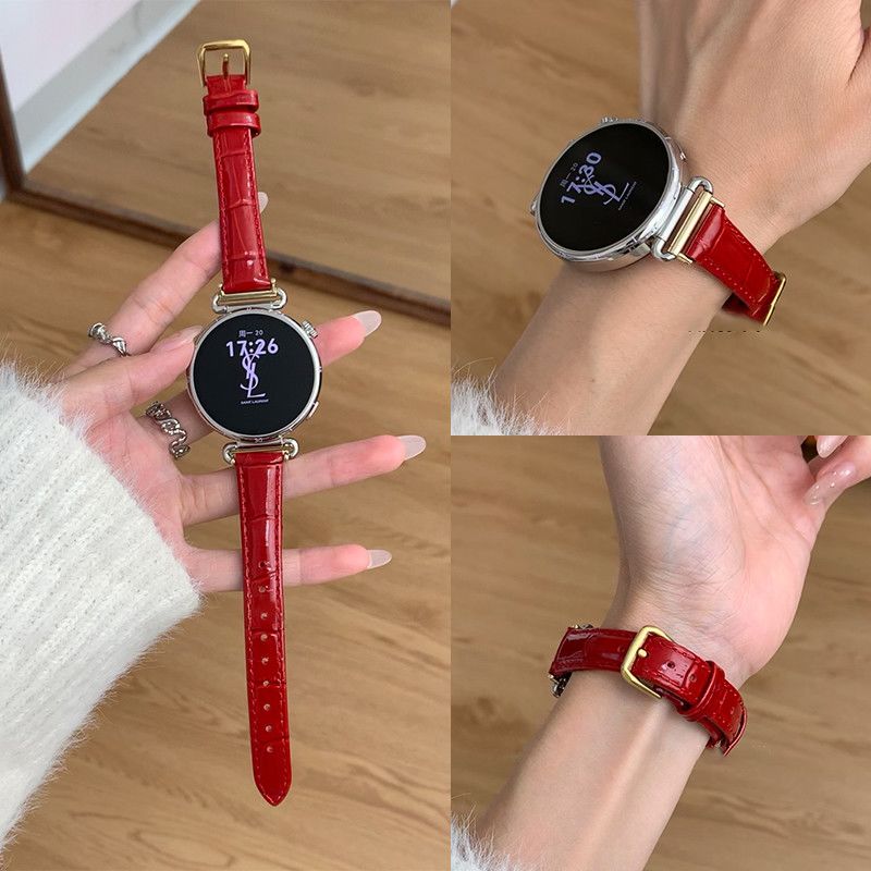 适用华为GT5表带Gt6手表竹节纹亮面皮质watch5/4高级感GT32秋冬新