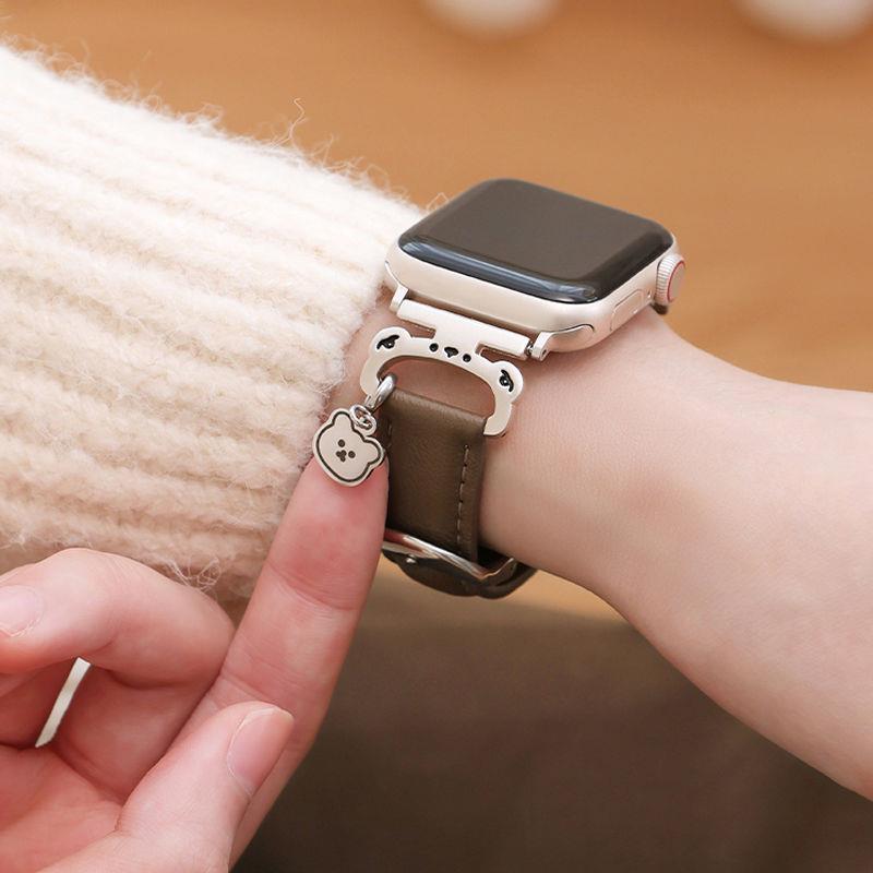 适用Apple苹果S10表带精致款皮纹表带iwatchS9Ultra865手