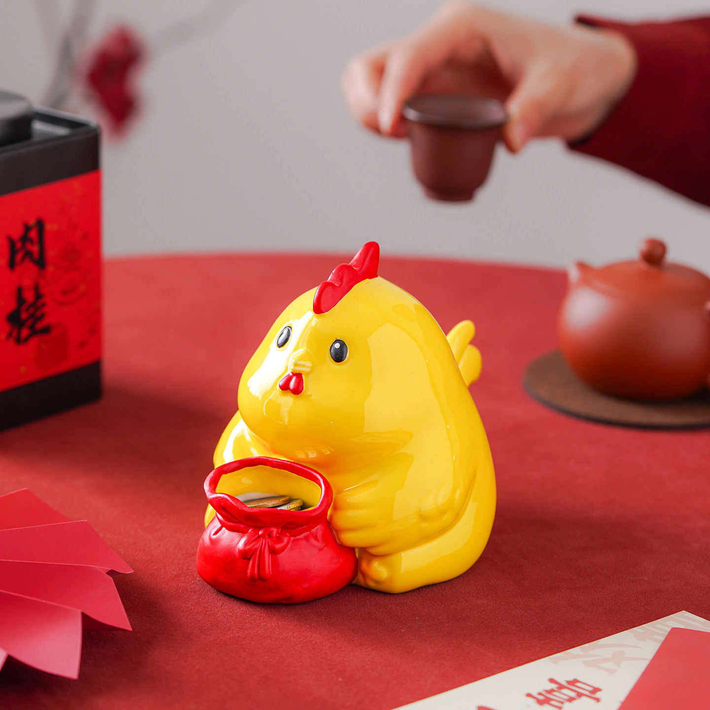 可爱卡通提款鸡桌面摆件黄色陶瓷动物造型装饰摆件陶瓷摆件,家居饰品,桌面摆件,淘宝优惠券,粉丝福利购,淘宝优惠卷